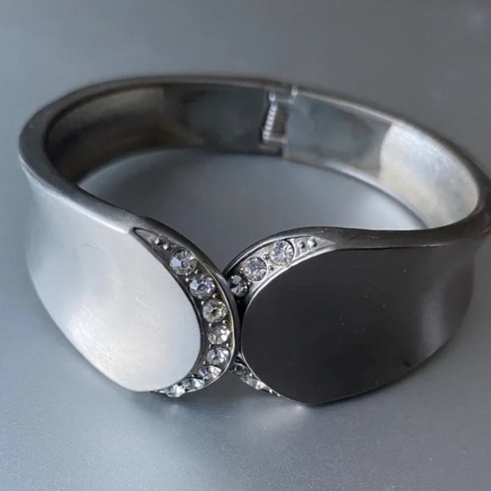 Vintage Silver and Crystal Front Close Bracelet